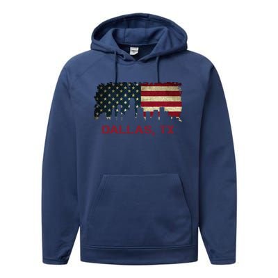 Dallas Tx Texas City Skyline Art Usa Flag American Cute Gift Performance Fleece Hoodie