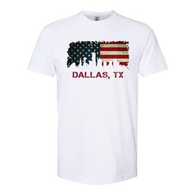 Dallas Tx Texas City Skyline Art Usa Flag American Cute Gift Softstyle® CVC T-Shirt