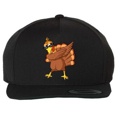 Dabbing Turkey Thanksgiving Day Celebration Pilgrim Turkey Funny Gift Wool Snapback Cap