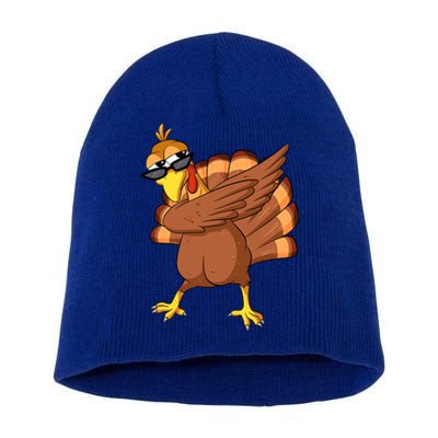 Dabbing Turkey Thanksgiving Day Celebration Pilgrim Turkey Funny Gift Short Acrylic Beanie