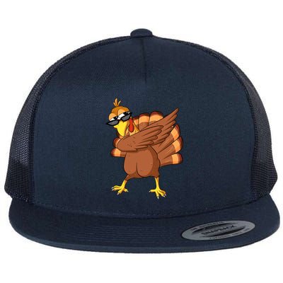 Dabbing Turkey Thanksgiving Day Celebration Pilgrim Turkey Funny Gift Flat Bill Trucker Hat