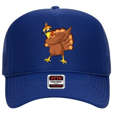 Dabbing Turkey Thanksgiving Day Celebration Pilgrim Turkey Funny Gift High Crown Mesh Back Trucker Hat