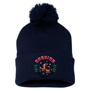 Dashing Through The Snow Cute Dog Christmas Xmas Pom Pom 12in Knit Beanie