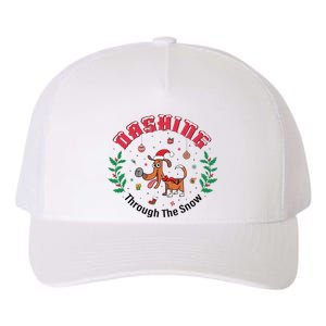 Dashing Through The Snow Cute Dog Christmas Xmas Yupoong Adult 5-Panel Trucker Hat