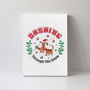 Dashing Through The Snow Cute Dog Christmas Xmas Canvas