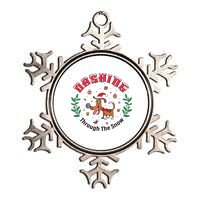 Dashing Through The Snow Cute Dog Christmas Xmas Metallic Star Ornament