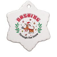 Dashing Through The Snow Cute Dog Christmas Xmas Ceramic Star Ornament