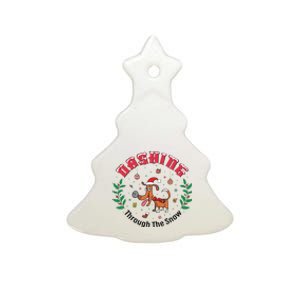 Dashing Through The Snow Cute Dog Christmas Xmas Ceramic Tree Ornament