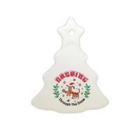 Dashing Through The Snow Cute Dog Christmas Xmas Ceramic Tree Ornament