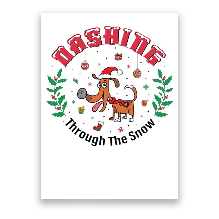 Dashing Through The Snow Cute Dog Christmas Xmas Poster