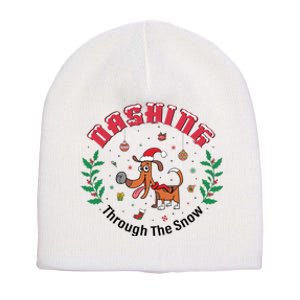 Dashing Through The Snow Cute Dog Christmas Xmas Short Acrylic Beanie