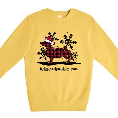 Dachshund Through The White Snow Retro Dachshund Lover Owner Great Gift Premium Crewneck Sweatshirt