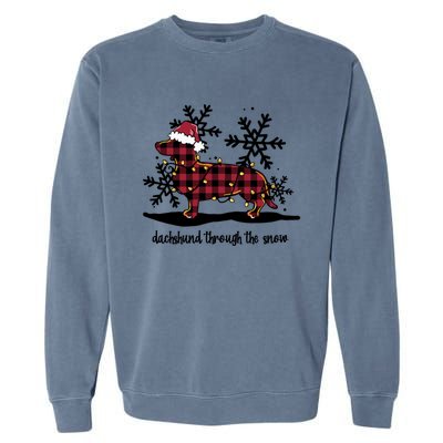 Dachshund Through The White Snow Retro Dachshund Lover Owner Great Gift Garment-Dyed Sweatshirt