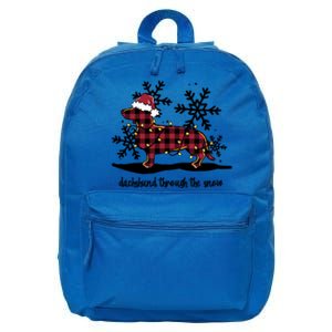 Dachshund Through The White Snow Retro Dachshund Lover Owner Great Gift 16 in Basic Backpack