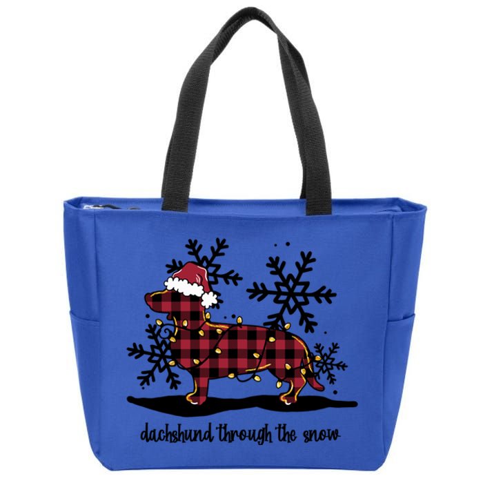 Dachshund Through The White Snow Retro Dachshund Lover Owner Great Gift Zip Tote Bag