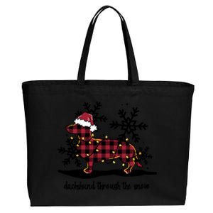 Dachshund Through The White Snow Retro Dachshund Lover Owner Great Gift Cotton Canvas Jumbo Tote