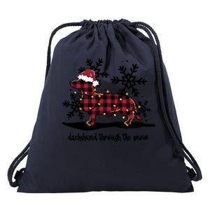 Dachshund Through The White Snow Retro Dachshund Lover Owner Great Gift Drawstring Bag