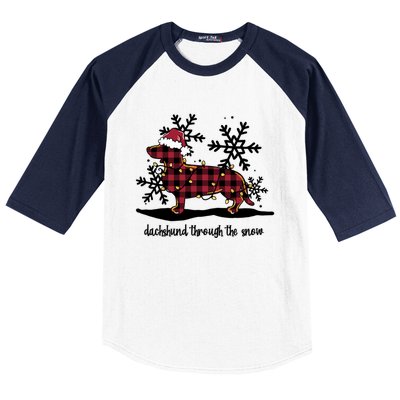 Dachshund Through The White Snow Retro Dachshund Lover Owner Great Gift Baseball Sleeve Shirt