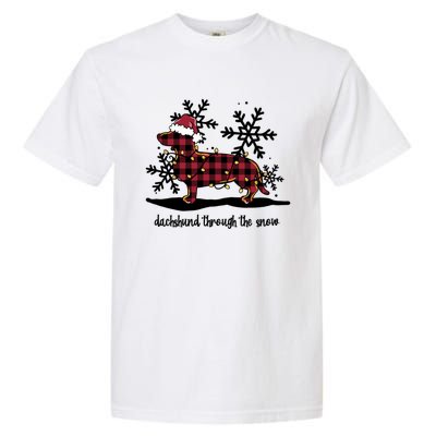 Dachshund Through The White Snow Retro Dachshund Lover Owner Great Gift Garment-Dyed Heavyweight T-Shirt