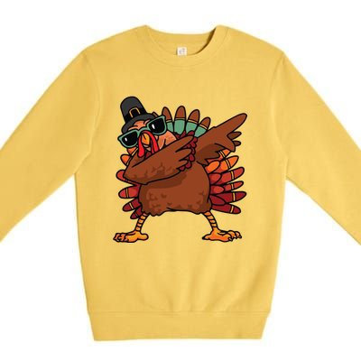 Dabbing Turkey Thanksgiving Day Pilgrim Funny Dab Gift Premium Crewneck Sweatshirt