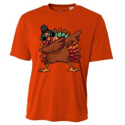 Dabbing Turkey Thanksgiving Day Pilgrim Funny Dab Gift Cooling Performance Crew T-Shirt