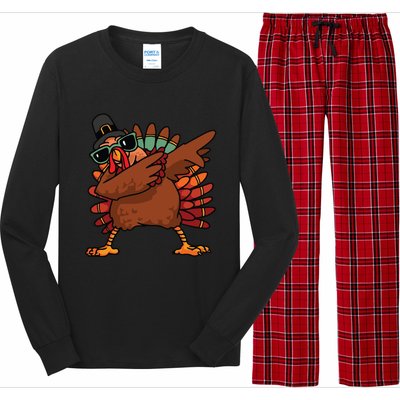 Dabbing Turkey Thanksgiving Day Pilgrim Funny Dab Gift Long Sleeve Pajama Set