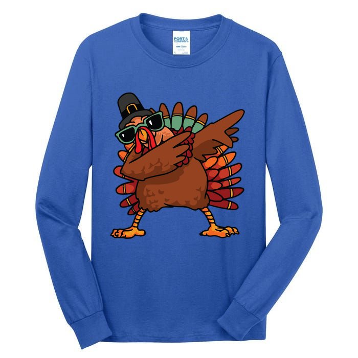 Dabbing Turkey Thanksgiving Day Pilgrim Funny Dab Gift Tall Long Sleeve T-Shirt