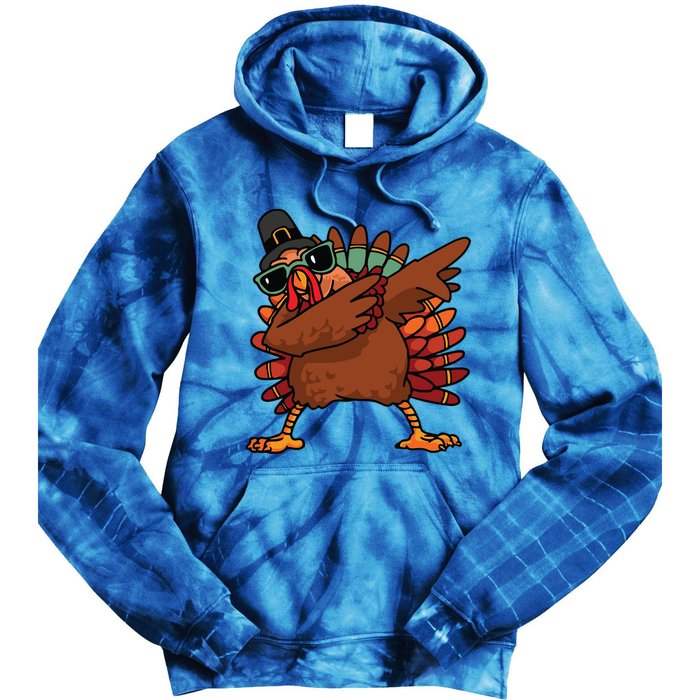 Dabbing Turkey Thanksgiving Day Pilgrim Funny Dab Gift Tie Dye Hoodie