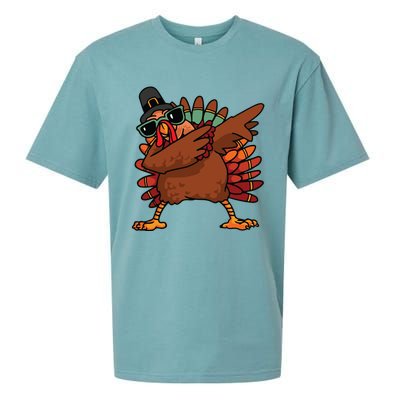 Dabbing Turkey Thanksgiving Day Pilgrim Funny Dab Gift Sueded Cloud Jersey T-Shirt