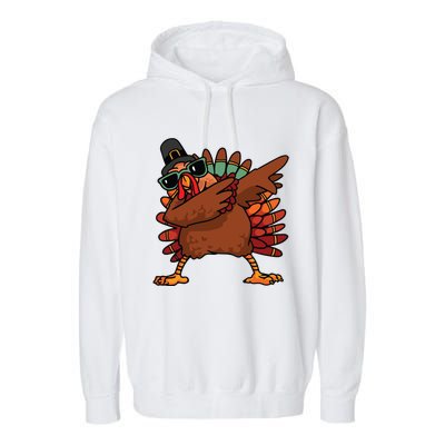 Dabbing Turkey Thanksgiving Day Pilgrim Funny Dab Gift Garment-Dyed Fleece Hoodie