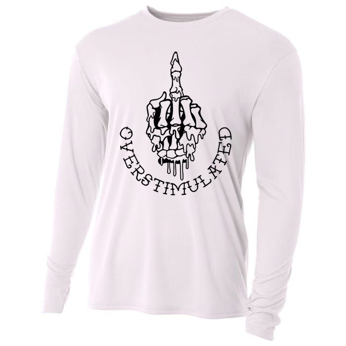 DonT Talk To Me When IM Overstimulated Skeleton Halloween Cooling Performance Long Sleeve Crew