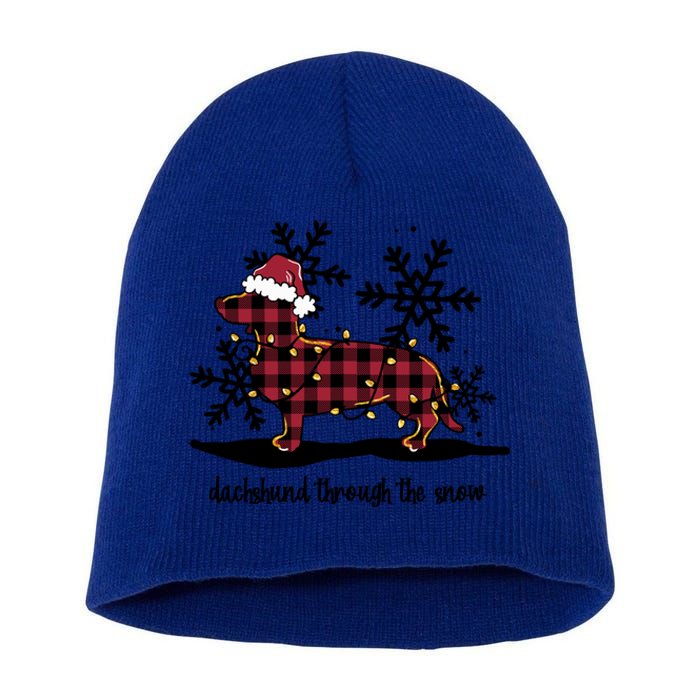 Dachshund Through The White Snow Retro Dachshund Lover Owner Meaningful Gift Short Acrylic Beanie