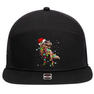 Dinosaur Trex Tree Christmas Sweater Xmas Pet Dino Trex 7 Panel Mesh Trucker Snapback Hat