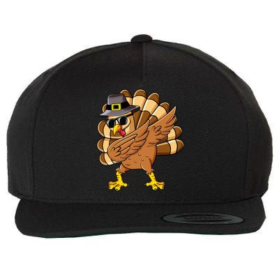 Dabbing Turkey Thanksgiving Day Pilgrim Funny Dab Cute Gift Wool Snapback Cap