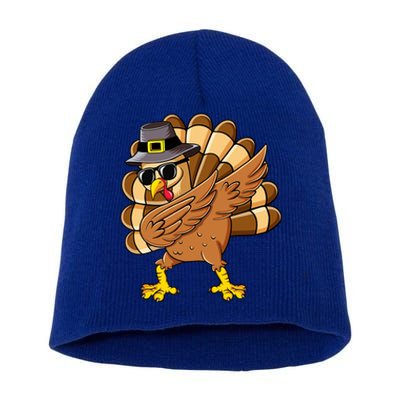 Dabbing Turkey Thanksgiving Day Pilgrim Funny Dab Cute Gift Short Acrylic Beanie