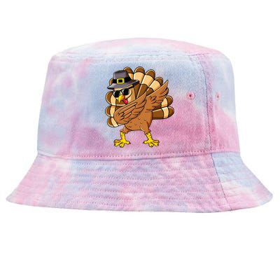 Dabbing Turkey Thanksgiving Day Pilgrim Funny Dab Cute Gift Tie-Dyed Bucket Hat