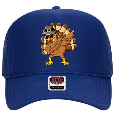 Dabbing Turkey Thanksgiving Day Pilgrim Funny Dab Cute Gift High Crown Mesh Back Trucker Hat