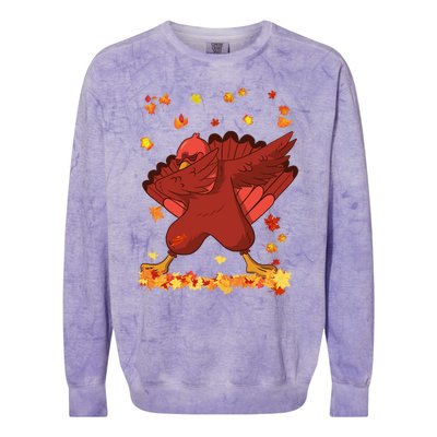 Dabbing Turkey Thanksgiving Day Turkey Day Dab Dance Fall Cute Gift Colorblast Crewneck Sweatshirt