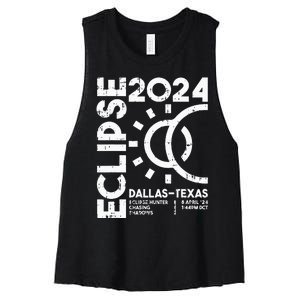 Dallas Texas Total Solar Eclipse April 8 2024 Totality Women's Racerback Cropped Tank