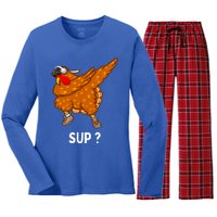 Dabbing Turkey Thanksgiving Great Gift Women's Long Sleeve Flannel Pajama Set 