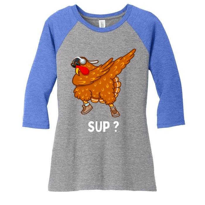 Dabbing Turkey Thanksgiving Great Gift Women's Tri-Blend 3/4-Sleeve Raglan Shirt