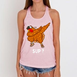 Dabbing Turkey Thanksgiving Great Gift Women's Knotted Racerback Tank