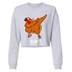 Dabbing Turkey Thanksgiving Great Gift Cropped Pullover Crew