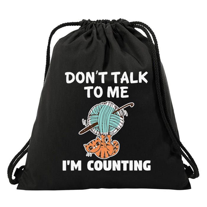 DonT Talk To Me IM Counting Funny Cat Knitting Drawstring Bag