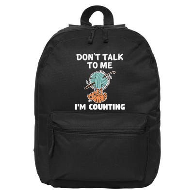DonT Talk To Me IM Counting Funny Cat Knitting 16 in Basic Backpack