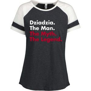 Dziadzia The The Myth The Legend Dad And Grandfather Gift Enza Ladies Jersey Colorblock Tee