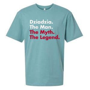 Dziadzia The The Myth The Legend Dad And Grandfather Gift Sueded Cloud Jersey T-Shirt