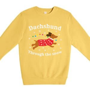 Dachshund Through The Snow Funny Gift Premium Crewneck Sweatshirt