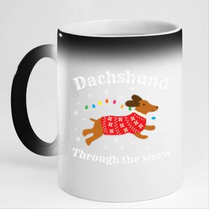 Dachshund Through The Snow Funny Gift 11oz Black Color Changing Mug