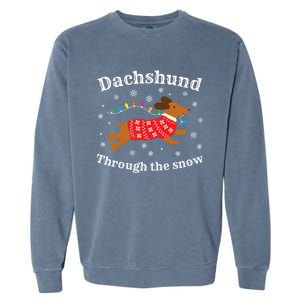 Dachshund Through The Snow Funny Gift Garment-Dyed Sweatshirt